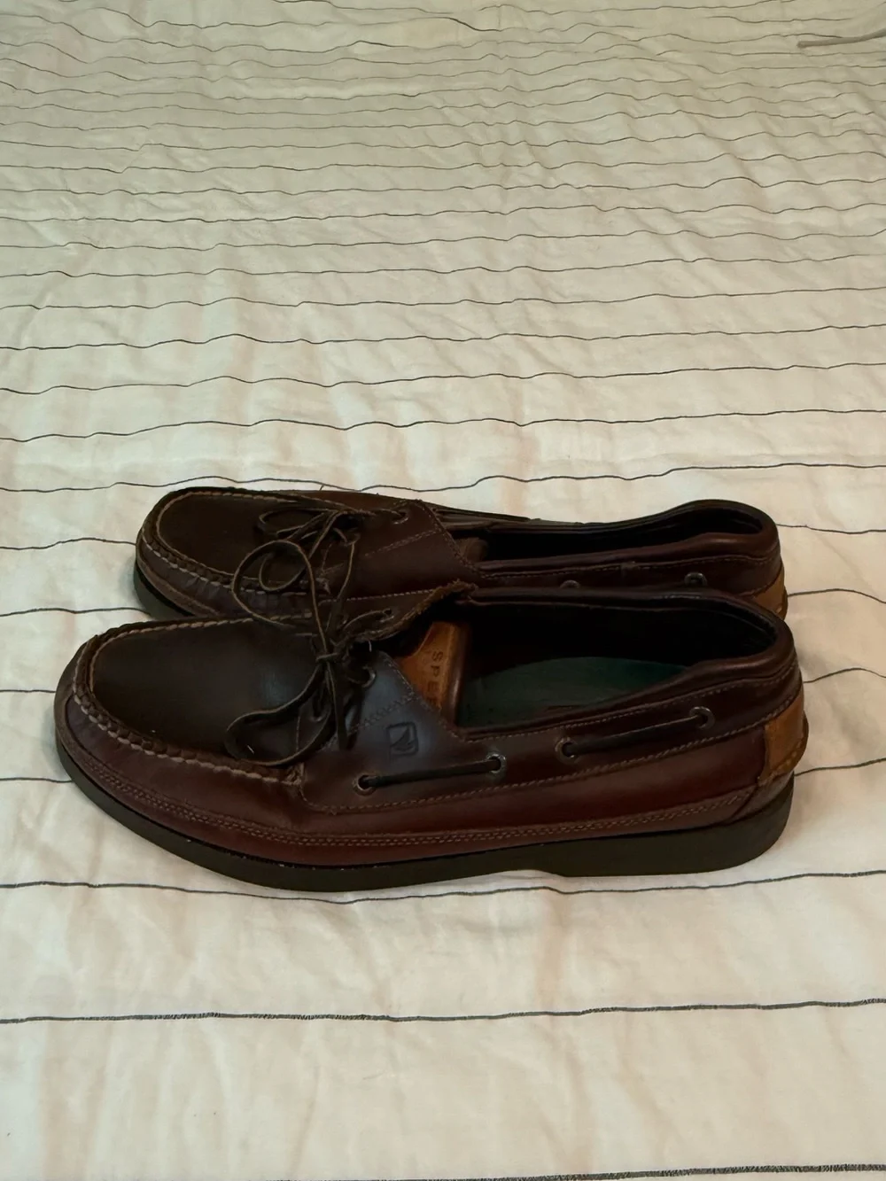 Sperry Dark Brown Leather Moc Toe Boat Shoes